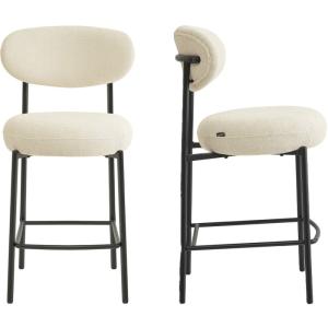 Lot de 2 tabourets de bar en tissu chenille beige
