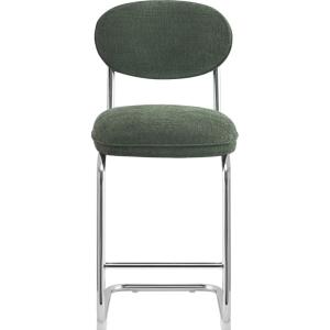 Lot de 2 tabourets de bar en tissu chenille vert, piètement…