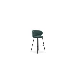 Lot de 2 tabourets de bar en tissu et métal H65cm - vert eu…