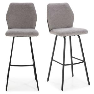 Lot de 2 tabourets de bar en tissu gris clair et simili 75…