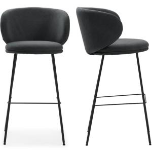 Lot de 2 tabourets de bar en tissu gris foncé