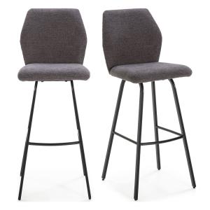 Lot de 2 tabourets de bar en tissu gris foncé et simili 75…