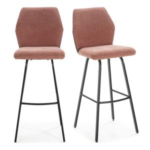 Lot de 2 tabourets de bar en tissu orange corail et simili…