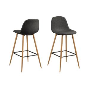 Lot de 2 tabourets de bar en tissu piétement en bois anthra…