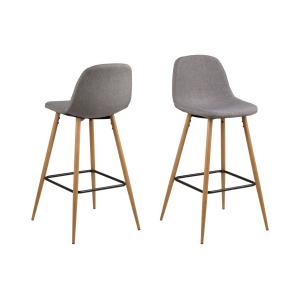 Lot de 2 tabourets de bar en tissu piétement en bois gris c…