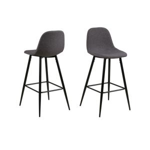 lot de 2 tabourets de bar en tissu piétement métal noir