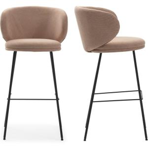Lot de 2 tabourets de bar en tissu rose pâle