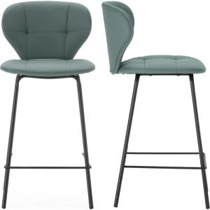 Lot de 2 tabourets de bar en tissu vert