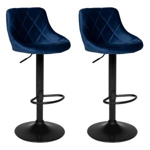 Lot de 2 tabourets de bar en velours bleu