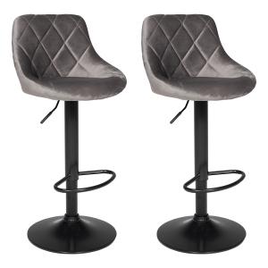 Lot de 2 tabourets de bar en velours gris