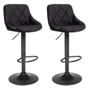 Lot de 2 tabourets de bar en velours noir