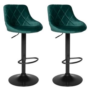 Lot de 2 tabourets de bar en velours vert