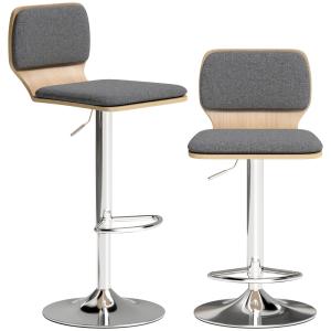Lot de 2 tabourets de bar hauteur réglable métal tissu effe…