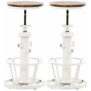 Lot de 2 tabourets de bar industriel en métal Blanc antique