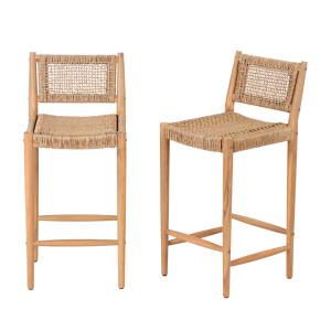 Lot de 2 tabourets de bar intérieur/extérieur en bois d'aca…