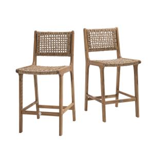 Lot de 2 tabourets de bar intérieur/extérieur H66cm - Bois…