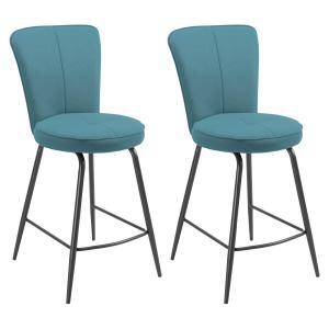 Lot  de 2 tabourets de bar matelassés bleus