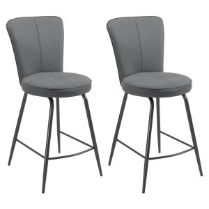 Lot  de 2 tabourets de bar matelassés gris