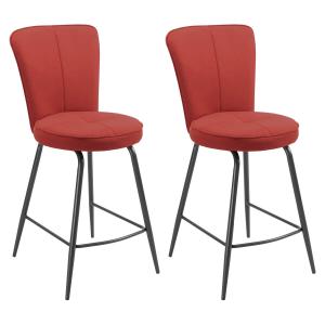 Lot  de 2 tabourets de bar matelassés rouges