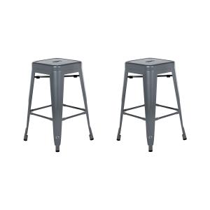 Lot de 2 tabourets de bar métal gris