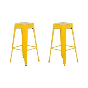 Lot de 2 tabourets de bar métal jaune