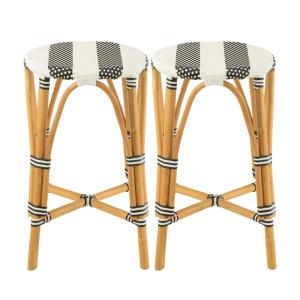 lot de 2 tabourets de bar parisiens assise tressée rayures…