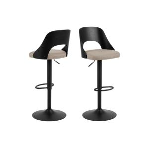 Lot de 2 tabourets de bar piétement métal noir assise tissu…