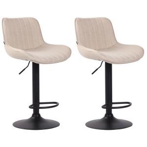 Lot de 2 Tabourets de bar réglable en tissu Crème