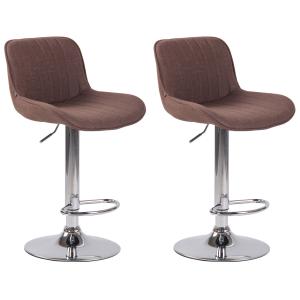 Lot de 2 Tabourets de bar réglable en tissu Marron