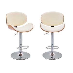 Lot de 2 tabourets de bar réglable simili cuir blanc