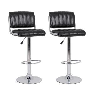 lot de 2 tabourets de bar réglables chromés et simili noir
