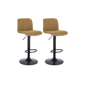 lot de 2 tabourets de bar réglables en métal noir et tissu