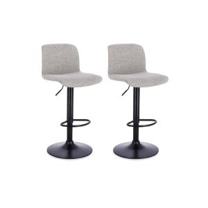 Lot de 2 tabourets de bar réglables en métal noir et tissu…