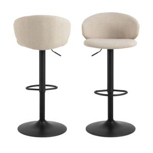 Lot de 2 tabourets de bar réglables en tissu et métal H61-8…