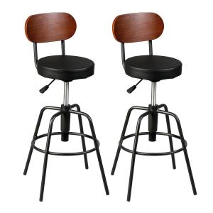 Lot  de 2 tabourets de bar réglables pivotants noirs