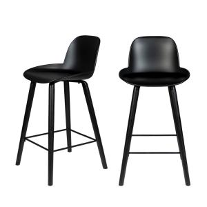 Lot de 2 tabourets de bar résine et bois pieds noirs H66cm…