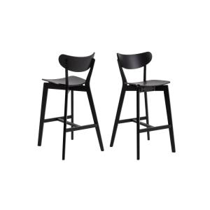 Lot de 2 tabourets de bar scandinaves en bois noir