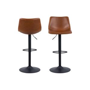 Lot de 2 tabourets de bar simili piétement tulipe métal noi…