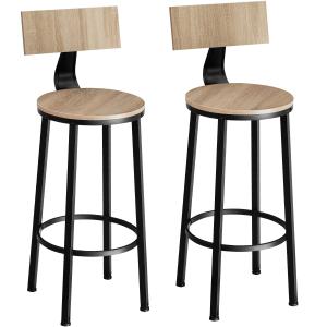 Lot de 2 tabourets de bar Style industriel Bois clair