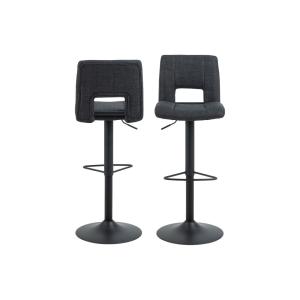 lot de 2 tabourets de bar tissu et piétement noir