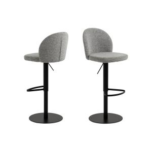 Lot de 2 tabourets de bar tissu gris clair piétement métal…