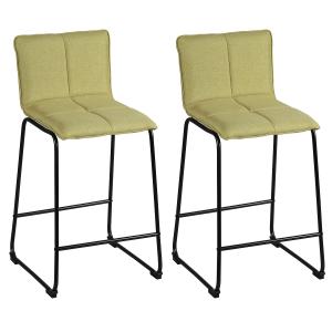 Lot  de 2 tabourets de bar tissu vert