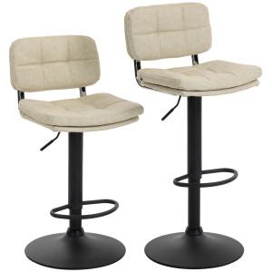Lot de 2 tabourets de bar Vintage capitonné crème effet vie…