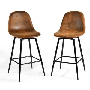 Lot de 2 tabourets de bar vintage pivotants en faux daim in…