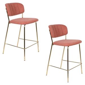 Lot de 2 tabourets de comptoir en tissu rose