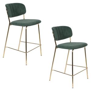 Lot de 2 tabourets de comptoir tissu vert foncé