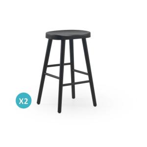 Lot de 2 tabourets en bois de toon couleur noir