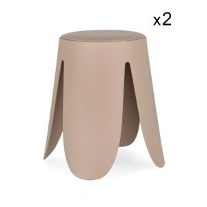 Lot de 2 tabourets en polypropylène ivoire