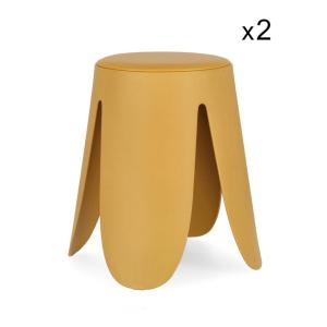 Lot de 2 tabourets en polypropylène moutarde