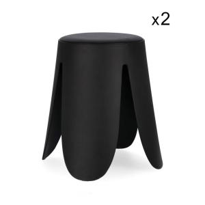 Lot de 2 tabourets en polypropylène noir